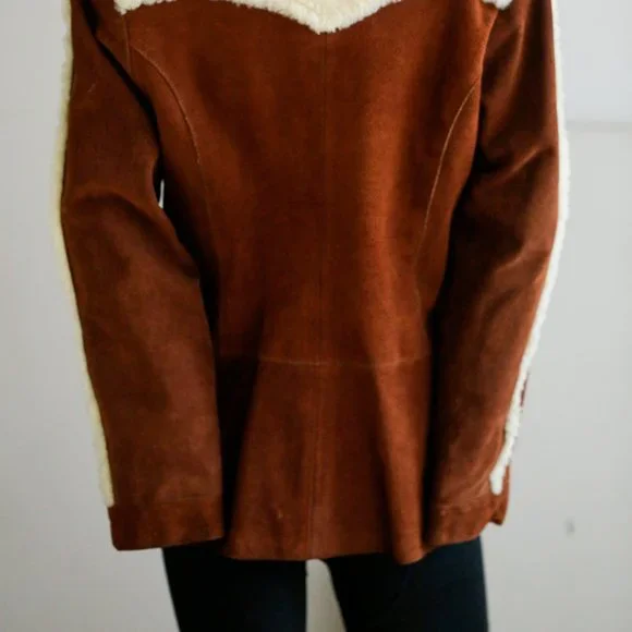 Vintage 70s Joo Kay Brown Suede and Sheepskin Coat - Picture 9 of 14